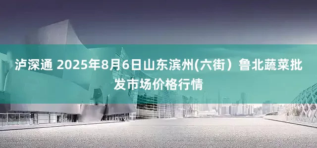 泸深通 2025年8月6日山东滨州(六街）鲁北蔬菜批发市场价格行情